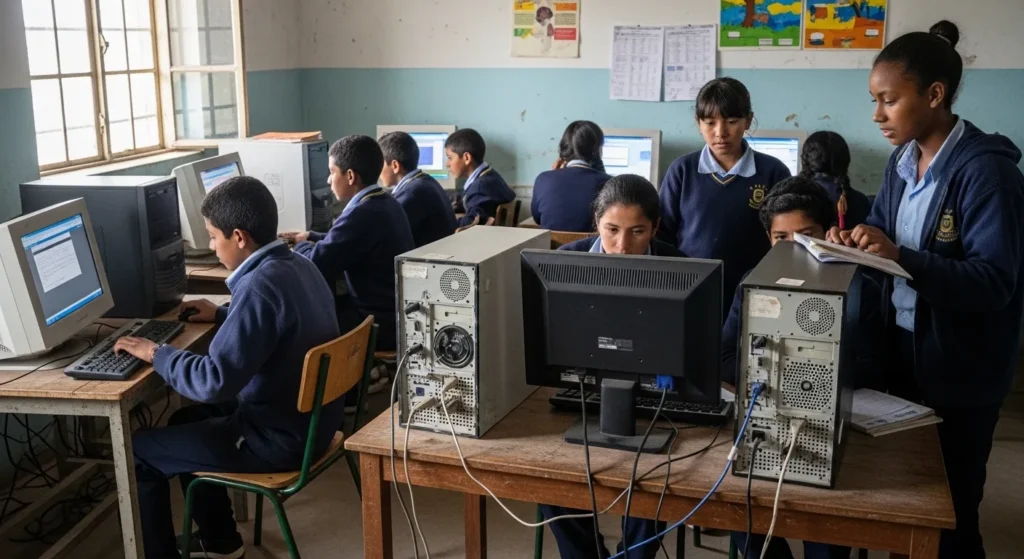 Estudiantes en computadoras