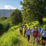 Turistas caminando en reserva natural
