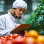 Trabajadora inspeccionando productos agrícolas frescos como parte del control de calidad en la industria alimentaria en Centroamérica.